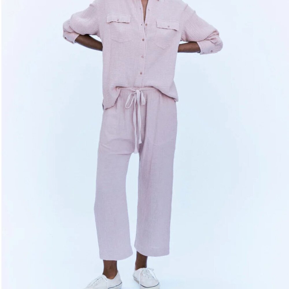 The Great Loose Gauze Pants in Soft Lilac Pink